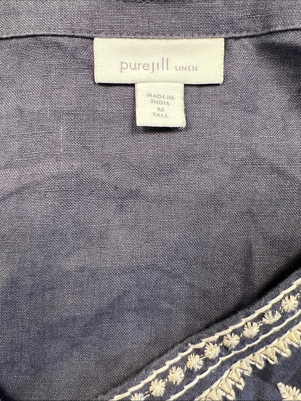 J. Jill Navy Linen Maxi Dress with Ivory Floral Embroidery - Picture 7 of 7